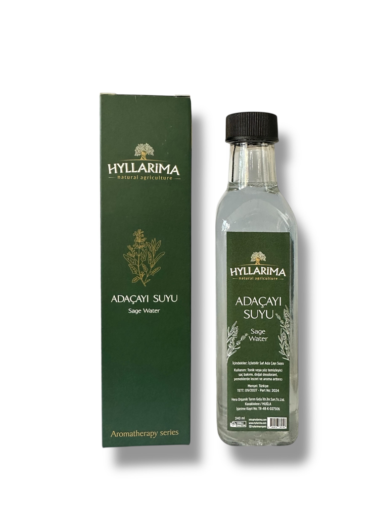 %100 Distile Saf Adaçayı Suyu 240 ml. Cam Şişe